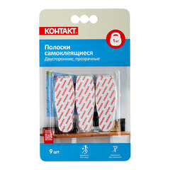 Полоска двусторонняя Контакт самоклеящаяся прозрачная (9 шт.) (23715) - фото 4