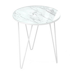 Журнальный столик круглый белый мрамор/белый муар Sheffilton SHT-CT27 - фото 1