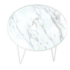 Журнальный столик круглый белый мрамор/белый муар Sheffilton SHT-CT27 - фото 6