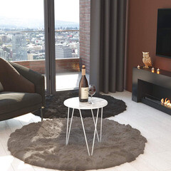 Журнальный столик круглый белый мрамор/белый муар Sheffilton SHT-CT27 - фото 4