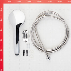 Лейка для душа Union d80 мм 3 режима со шлангом 1500 мм с держателем пластик хром (MW035) - фото 4