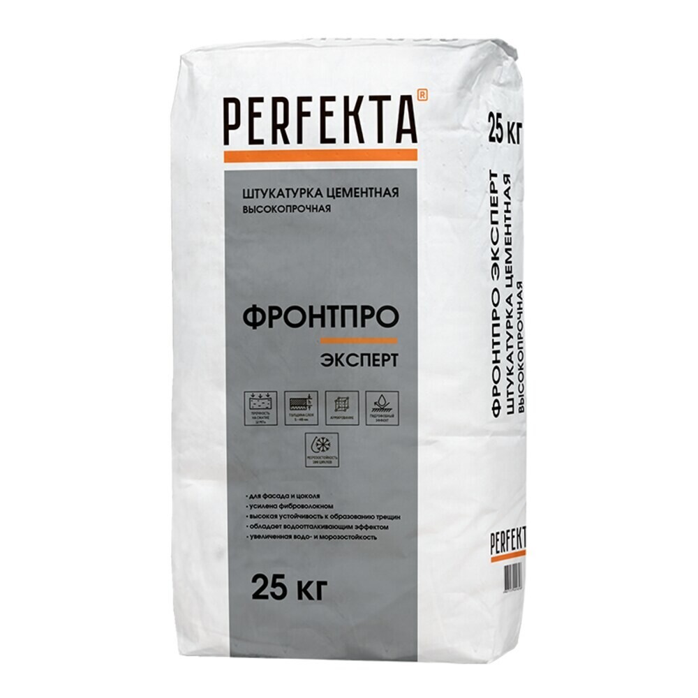 Изображение товара Цементная штукатурка Perfekta Фронтпро Эксперт 25 кг для фасадов и внутренних стен