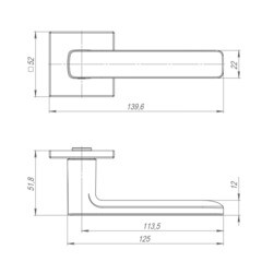 Ручка дверная Punto Viva K.ARC.Q52 GR-23 квадратная розетка графит (47123) - фото 3