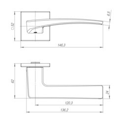 Ручка дверная Punto Lotus K.ARC.Q52 SSC-16 квадратная розетка сатинированный хром (47113) - фото 3