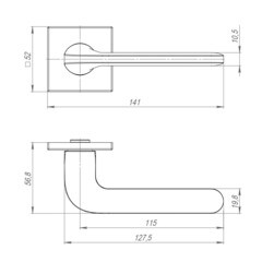 Ручка дверная Punto Aspect K.ARC.Q52 SN-3 квадратная розетка матовый никель (47097) - фото 3