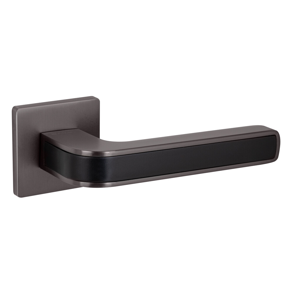 Ручка дверная Fuaro Neo GR/BL-23 квадратная розетка графит/черная (44279)