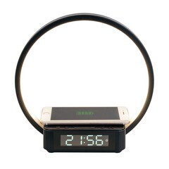 Изображение товара Лампа настольная светодиодная 4200К 5 Вт с беспроводной зарядкой и часами Eurosvet Timelight (a054132)