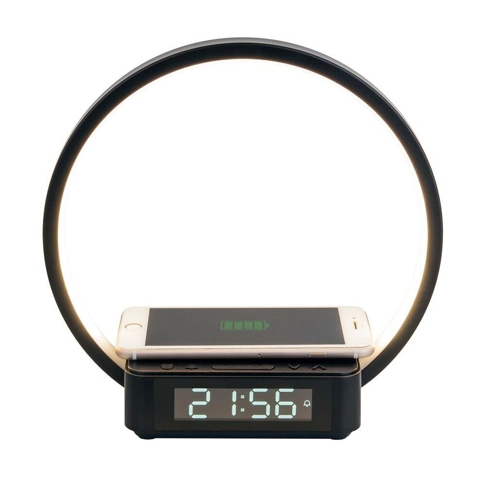 Изображение товара Настольная светодиодная лампа Eurosvet Timelight 4200К 5Вт с беспроводной зарядкой и часами
