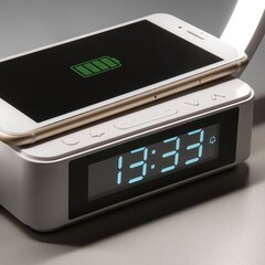 Лампа настольная светодиодная 4200К 5 Вт с беспроводной зарядкой и часами Eurosvet Timelight (a054131) - фото 2