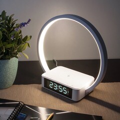 Лампа настольная светодиодная 4200К 5 Вт с беспроводной зарядкой и часами Eurosvet Timelight (a054131) - фото 3