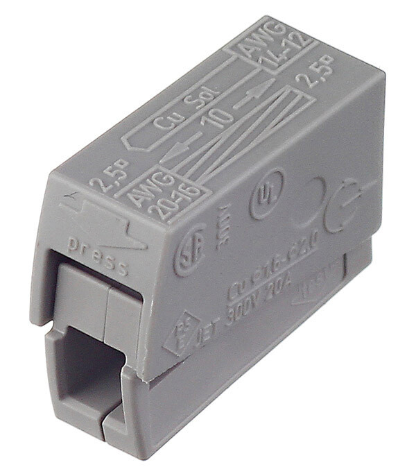 Клемма на 2 провода Wago 224-111 0,5-2,5 кв.мм с пастой для светильника (5 шт.) (2580/224-111)