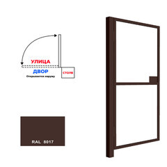 Калитка распашная каркас со столбом Оптима 1х2 м коричневая RAL 8017 - фото 2