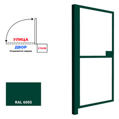 Калитка распашная каркас со столбом Оптима 1х2 м зеленая RAL 6005 - фото 2