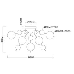 Люстра потолочная Arte Lamp Molecule G9 200 Вт 9 кв.м (A8313PL-5CC) - фото 2