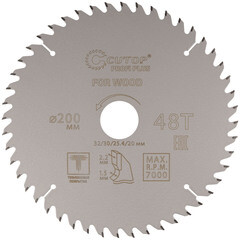 Изображение товара Диск пильный по дереву Cutop Profi plus 200х32/30/25,4/20х2,2 мм 48 зубьев (75-20048Т)