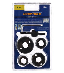 Набор коронок Практика (773-255) по дереву d32-54 мм с переходником (4 шт.) - фото 2