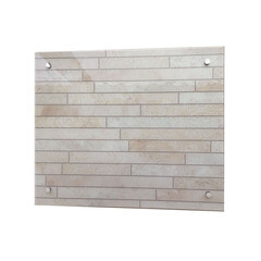 Панель стеновая закаленное стекло для кухни 500х600х4 мм кирпичи из мрамора - фото 1