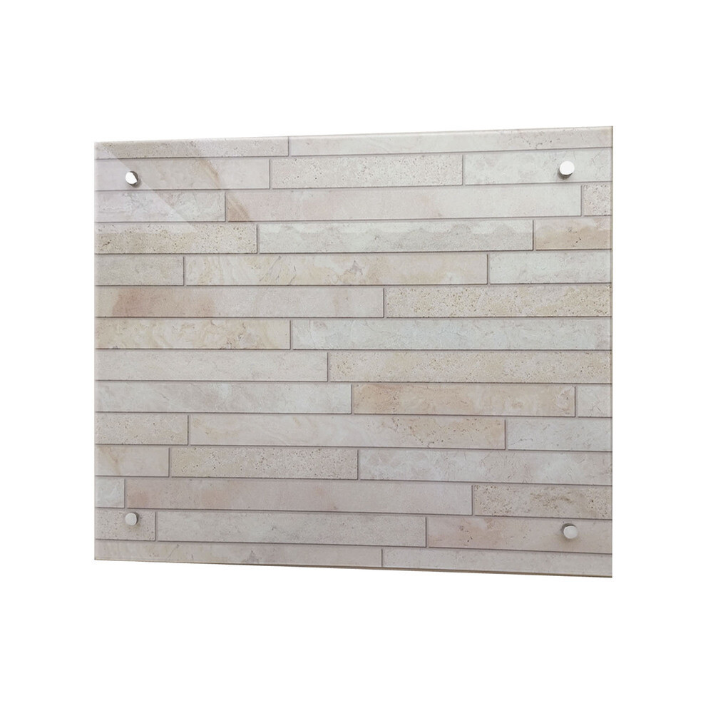 Панель стеновая закаленное стекло для кухни 500х600х4 мм кирпичи из мрамора