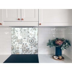 Панель стеновая закаленное стекло для кухни 500х600х4 мм винтажная майолика - фото 2