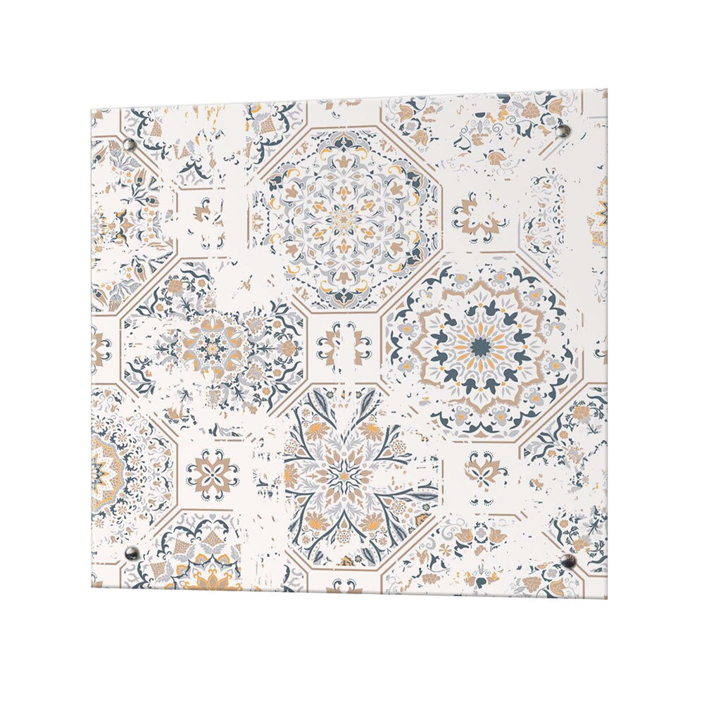 Панель стеновая закаленное стекло для кухни 600х600х4 мм винтажная майолика