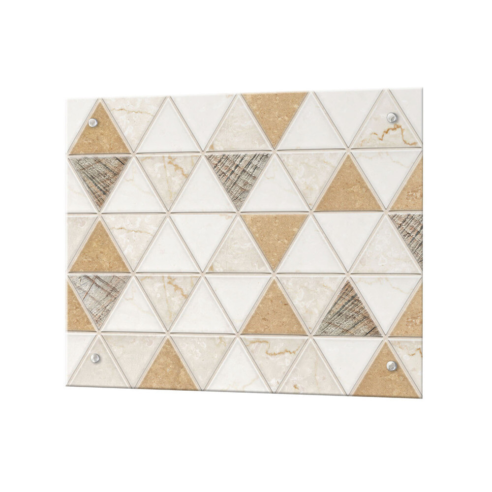 Панель стеновая закаленное стекло для кухни 500х600х4 мм треугольная плитка