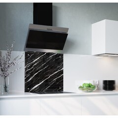 Панель стеновая закаленное стекло для кухни 600х600х4 мм черно-белый мрамор - фото 2