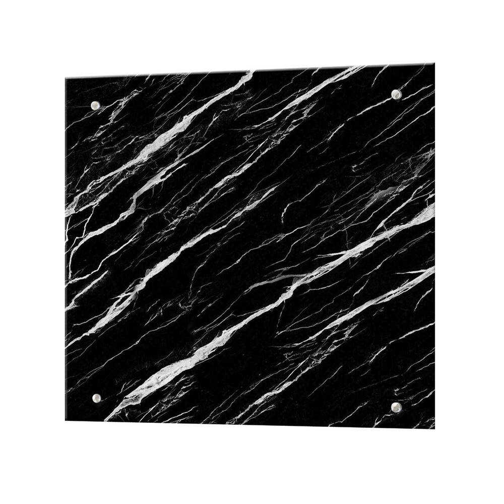 Панель стеновая закаленное стекло для кухни 600х600х4 мм черно-белый мрамор