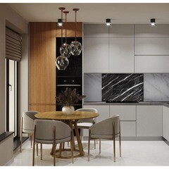 Панель стеновая закаленное стекло для кухни 900х600х4 мм черно-белый мрамор - фото 2