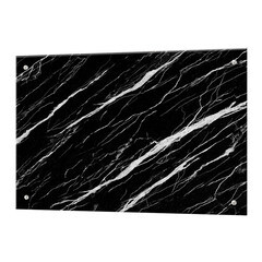 Панель стеновая закаленное стекло для кухни 900х600х4 мм черно-белый мрамор - фото 1