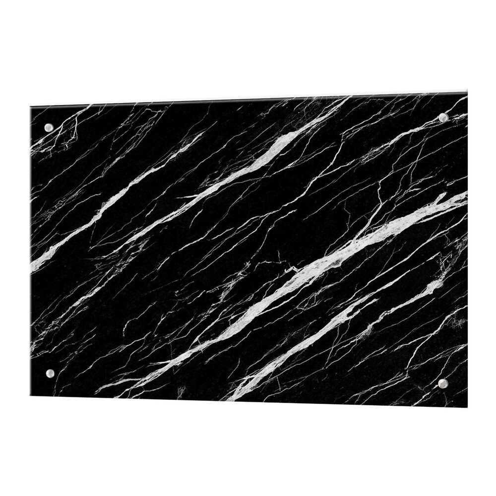 Панель стеновая закаленное стекло для кухни 900х600х4 мм черно-белый мрамор