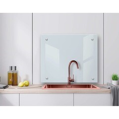 Панель стеновая закаленное стекло для кухни 550х600х4 мм белая - фото 2