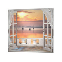 Панель стеновая закаленное стекло для кухни 600х600х4 мм бухта из окна - фото 1