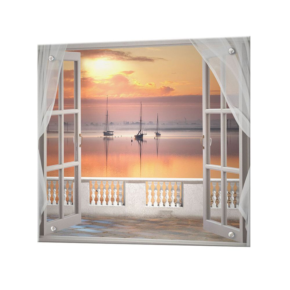 Панель стеновая закаленное стекло для кухни 600х600х4 мм бухта из окна