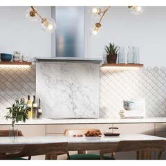 Панель стеновая закаленное стекло для кухни 500х600х4 мм мрамор белый - фото 2