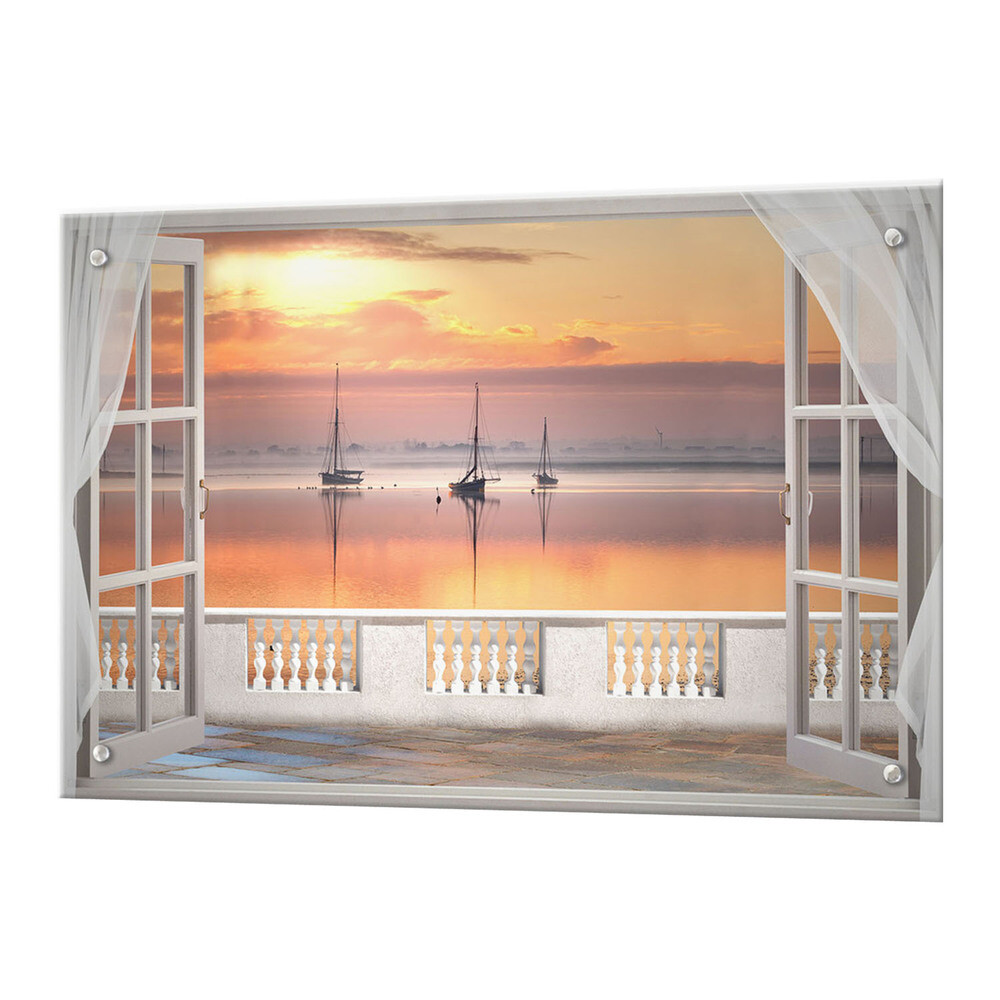 Панель стеновая закаленное стекло для кухни 900х600х4 мм бухта из окна