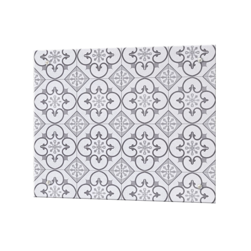 Панель стеновая закаленное стекло для кухни 500х600х4 мм плитка с орнаментом