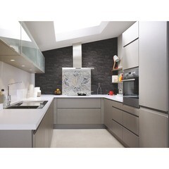 Панель стеновая закаленное стекло для кухни 500х600х4 мм листья в камне - фото 2