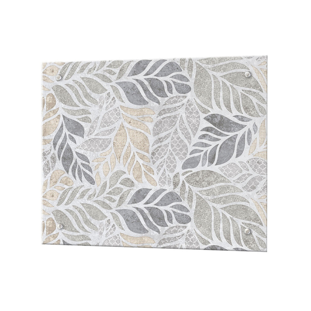 Панель стеновая закаленное стекло для кухни 500х600х4 мм листья в камне