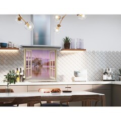 Панель стеновая закаленное стекло для кухни 600х600х4 мм вид из окна - фото 2