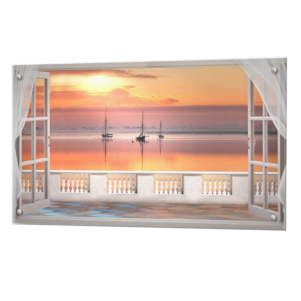 Панель стеновая закаленное стекло для кухни 900х500х4 мм бухта из окна