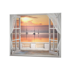 Панель стеновая закаленное стекло для кухни 500х600х4 мм бухта из окна - фото 1