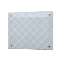 Панель стеновая закаленное стекло для кухни 500х600х4 мм арабеска голубая - фото 1