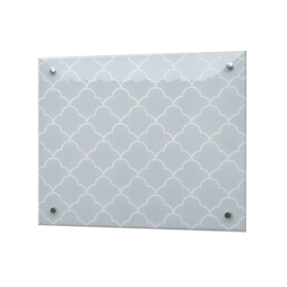 Панель стеновая закаленное стекло для кухни 500х600х4 мм арабеска голубая