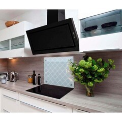 Панель стеновая закаленное стекло для кухни 500х600х4 мм арабеска голубая - фото 2