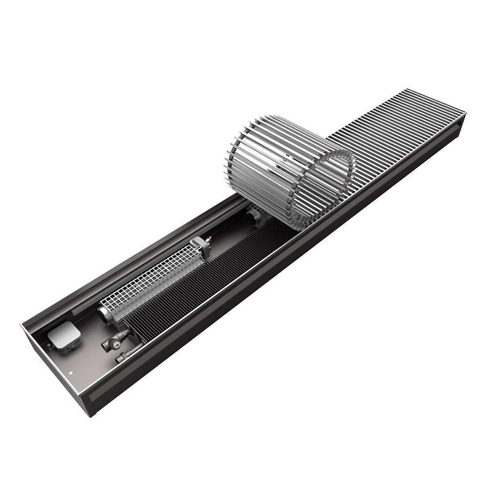 Изображение товара Встроенный внутрипольный конвектор Бриз В с 2 теплообменниками 1200х264х84 мм, боковое подключение,