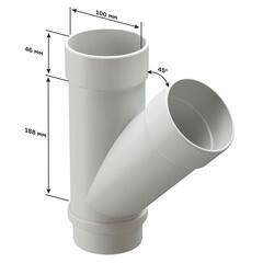 Тройник трубы Docke Lux пластиковый d100 мм 45° шоколад RAL 8019 - фото 4