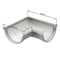 Угол желоба Docke Lux пластиковый d140 мм 90° пломбир RAL 9003 - фото 2