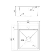 Мойка для кухни Ukinox Практика 45х50х20 см врезная с сифоном сталь (PRB450.500 -GT10C 0CW) - фото 2