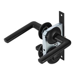 Комплект фурнитуры для двери Corsa Deco Lilium с замком петлями и фиксатором круглая розетка черный (990303) - фото 4