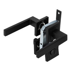 Комплект фурнитуры для двери Corsa Deco Clover с замком петлями и фиксатором квадратная розетка черный (990305) - фото 4